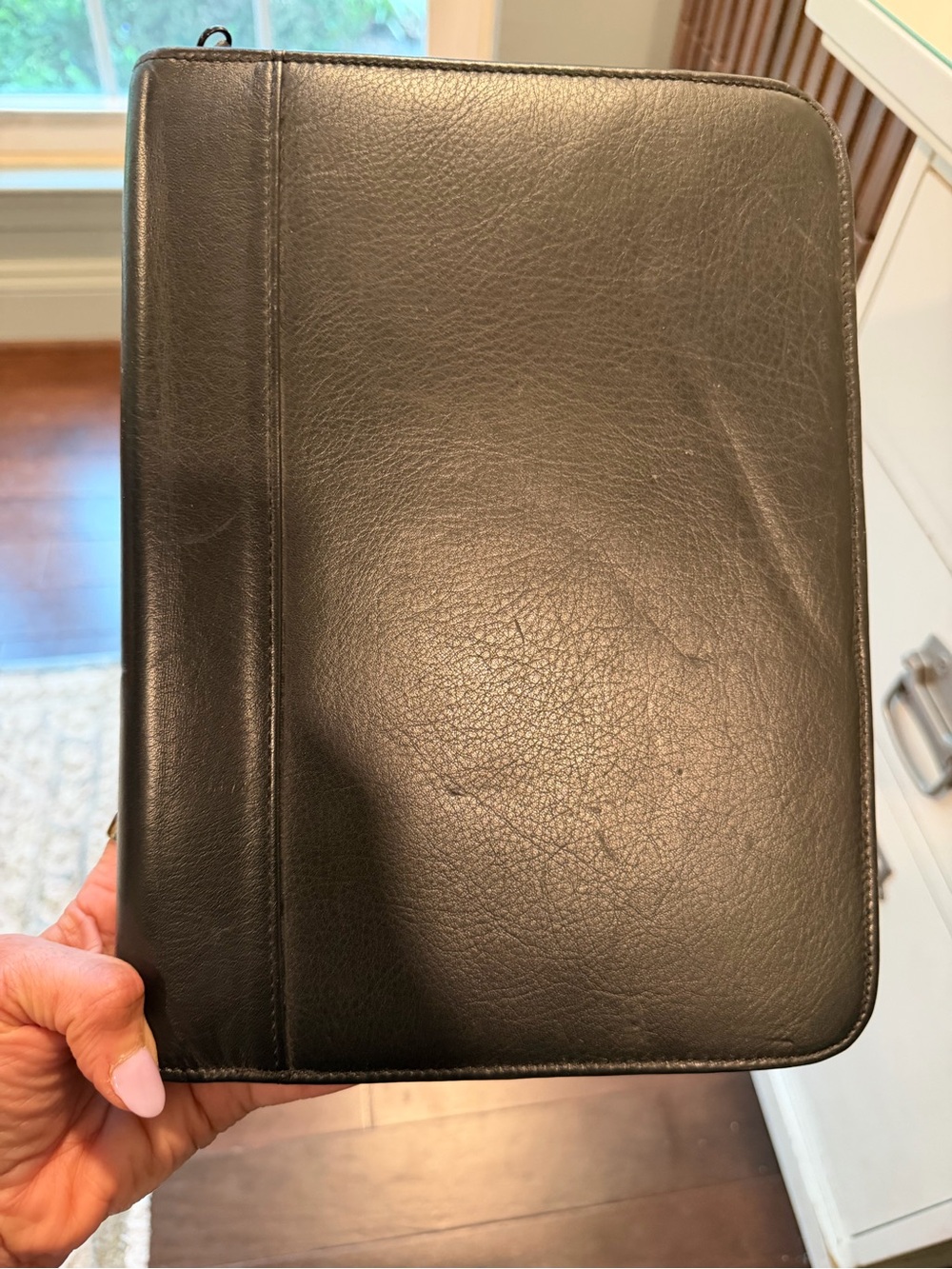 Black Leather Zip Portfolio for Tablets and Notebooks - Unbranded